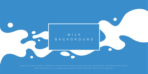 Milk background of Modern poster, dynamic splashes and drops. Vector illustration in a flat style of minimalism	