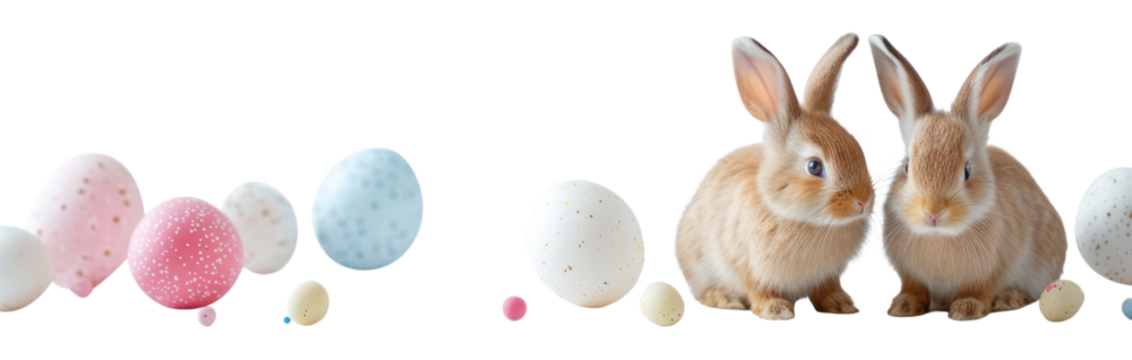 PNG Easter eggs and cute bunnies bunny rabbits easter. - Powered by Adobe