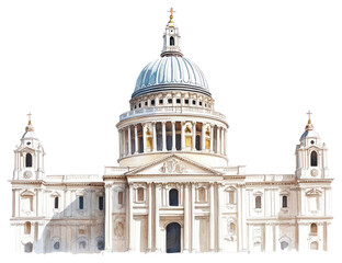 Obraz premium PNG Architecture watercolor cathedral building.