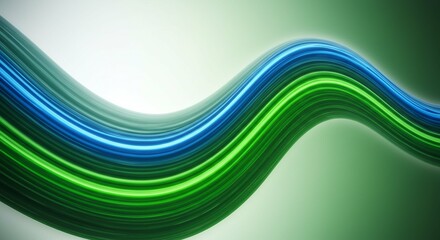 Obraz premium Abstract Green and Blue Swirling Wave Lines Dynamic Energy Background Design