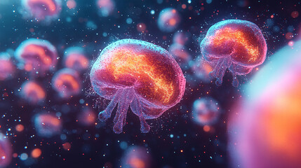 Stunning 3D render of neurons showcasing intricate nerve cell networks. Vibrant colors highlight neural connections, symbolizing complexity, cognition, and the vastness of the human mind.

