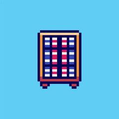 Obraz premium Pixel art Wooden Bookshelf Icon game asset design