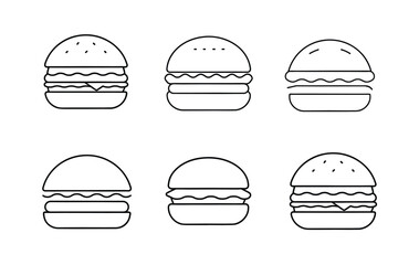 Simple Black Line Art of Various Hamburger Icons