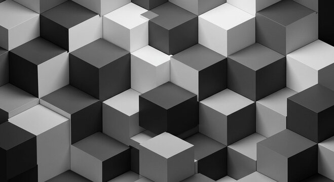 Abstract grayscale cube pattern geometric 3D background modern design seamless texture