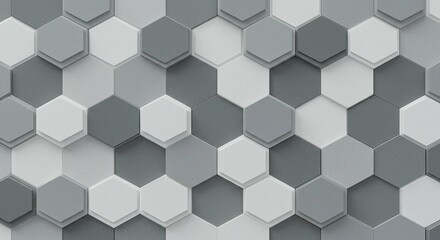 Abstract Hexagon Pattern Gray and White 3D Geometric Background Texture