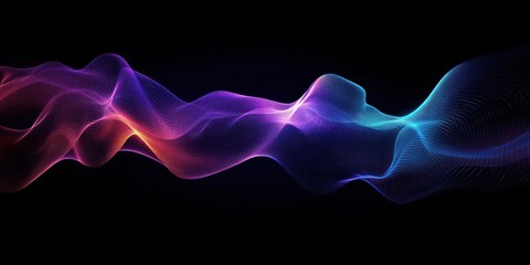 Vibrant Abstract Sound Waves Dynamic Lines in Purple Turquoise on Black Background for Music Technology Digital Innovation
