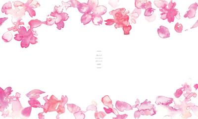  水彩画。水彩タッチの春の桜ベクターイラスト。春の満開の桜背景。かわいい桜の花びら。Watercolor painting. Spring cherry blossom vector illustration with watercolor touch. Spring cherry blossom background in full bloom. Cute cherry petals.