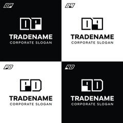 Letters DP PD DQ QD Square and Dynamic Logo Set