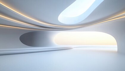 Minimalistic Modern White Interior Design with Curving Lines and Soft Daylight