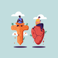 Cracked Earth and Social Media Isolation Illustration