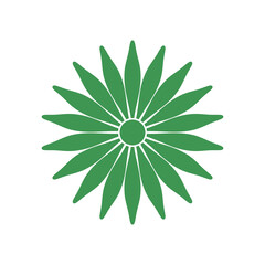 Green flower vector illustration, isolated on white background