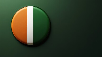 Ivory Coast Flag Button on Dark Green Background: A 3D Rendered Image of the Ivorian National Colors