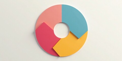 Abstract Colorful Segmented Circle Chart Illustration Featuring Four Pastel Colors on a White Background