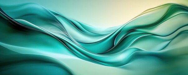 Teal and Green Abstract Waves Background