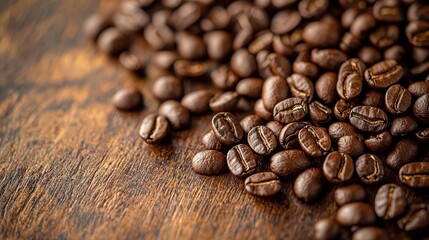 Fototapeta premium Roasted Coffee Beans on Wood