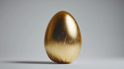 Obraz premium A luxurious golden metallic Easter egg, sparkling with gold glitter. Highly collectible and a unique statement piece for the holiday.