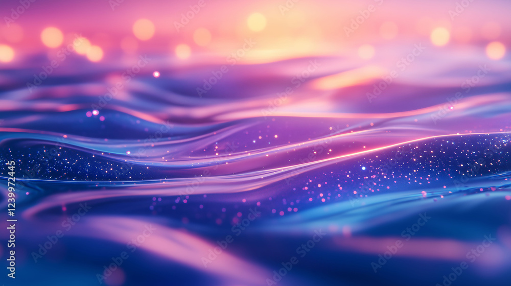 Poster endless starry sky over a tranquil cosmic ocean at twilight creating a serene atmosphere of wonder. 