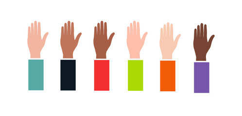Obraz premium Creative Colorful Sleeves Human Hands Illustration Transparent Vector Business, School, Charity, Fundraiser, Volunteer 