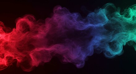 Fototapeta premium Abstract Colorful Smoke Background Red Blue and Teal Swirls on Black