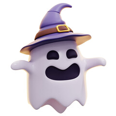 3D Ghost Wearing Witch Hat Illustration