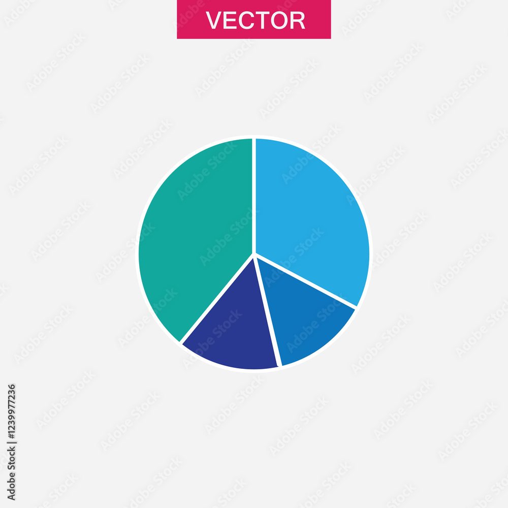 Poster circular chart, vector pie chart icon trendy style illustration for web and app..eps