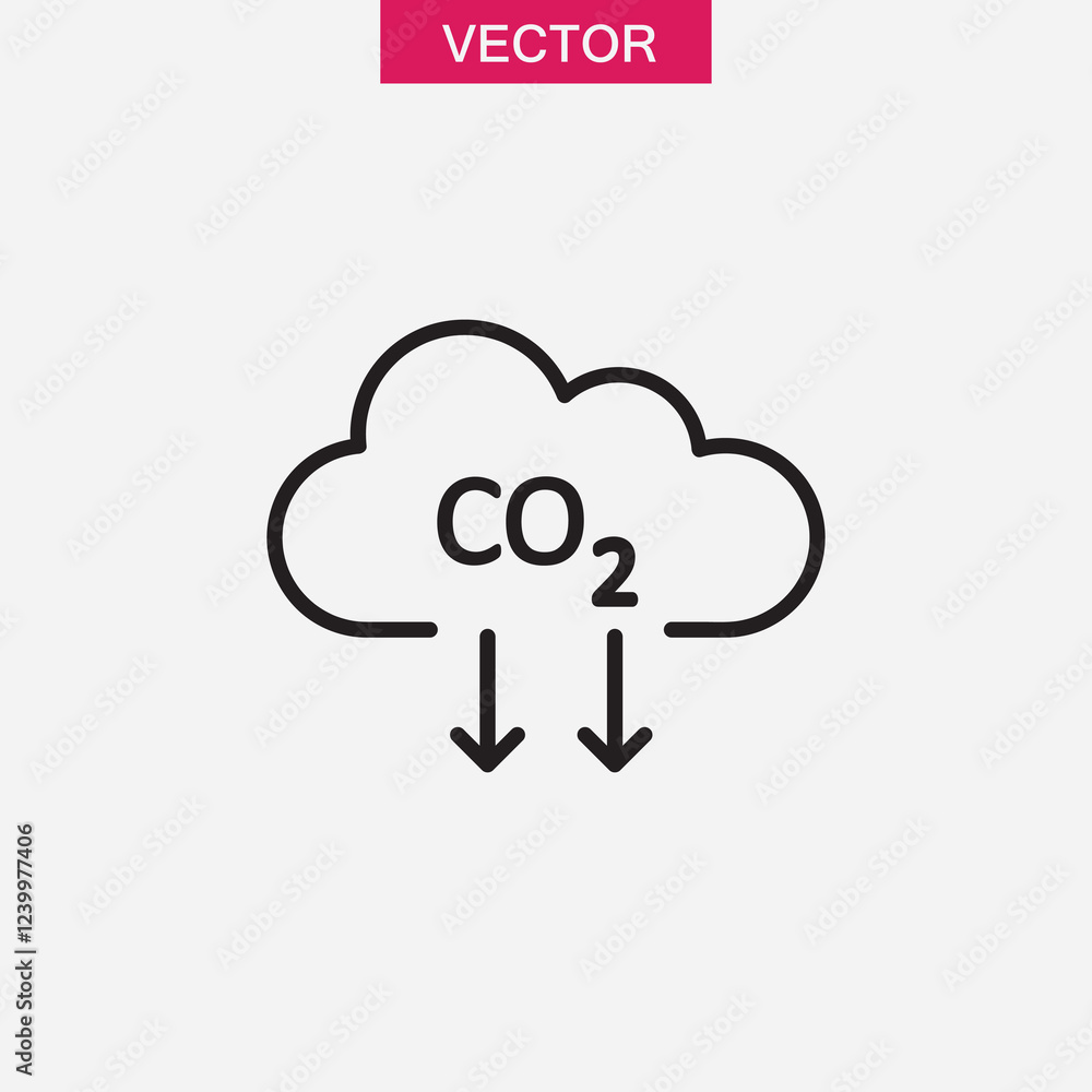 Wall mural co2, ecology, cloud icon.vector flat black simple illustration for web and app..eps