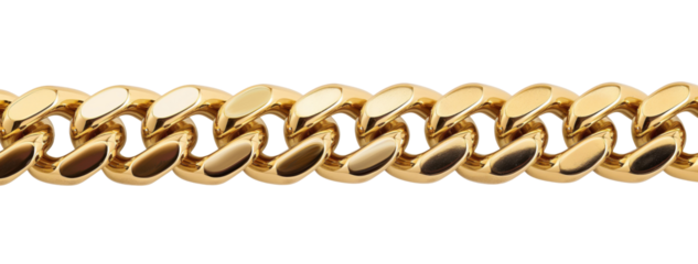 Golden chain isolated on transparent background