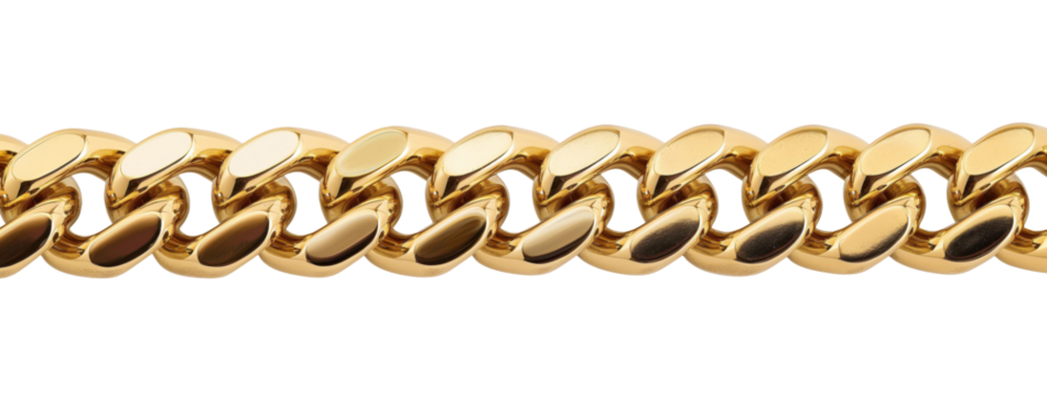 Golden chain isolated on transparent background