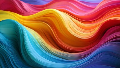 Obraz premium Vivid and brightly colored waves flow dynamically to create a lively and energetic abstract background, shiny