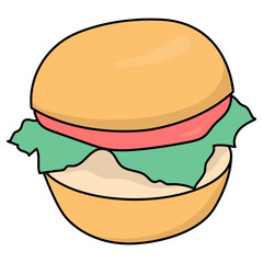 Junk Food Cartoon Illustration on White Background. Isolated Vector Clipart.