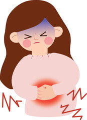 Illustration of stomach ache and abdominal discomfort