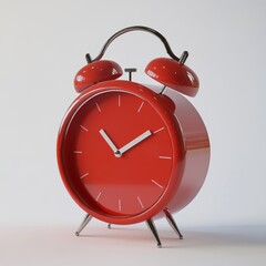 red alarm clock on white background