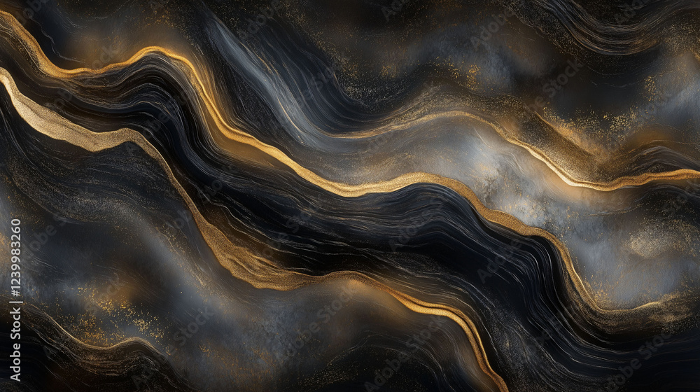 Poster ethereal dark gold wallpaper design with swirling patterns and gradients creating a luxurious atmosp