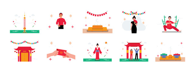 Chinese set illustration. Flat vector illustration concept.