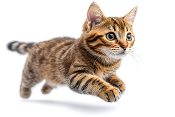 Cat is jumping on white background
