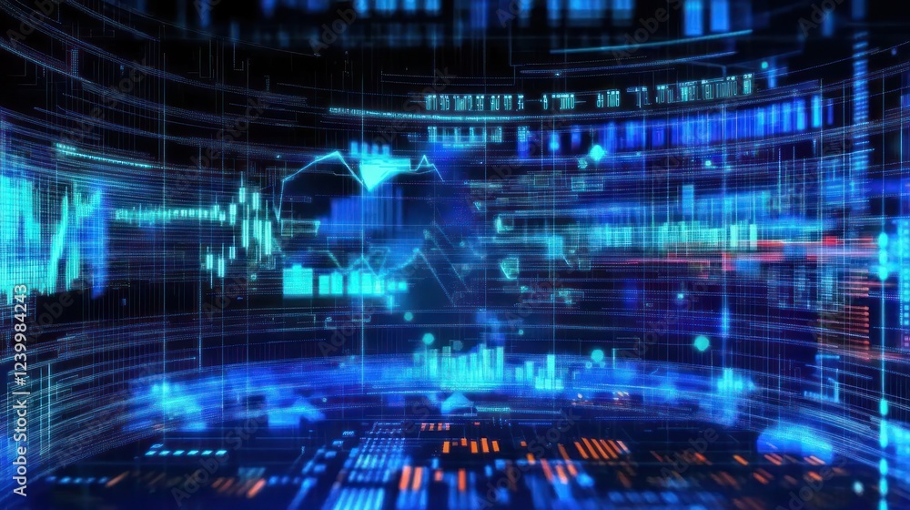 Poster futuristic digital interface with data visual elements