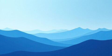 Serene Blue Mountain Range Landscape A Minimalist Illustration of Rolling Hills Under a Calm Sky