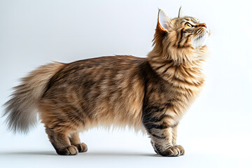 Fluffy Cat in front of a white background