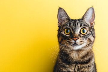 Obraz premium Portrait Cat on yellow background