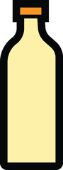 Cooking oil bottle icon in simple black outline, perfect for representing kitchen essentials, cooking, or food preparation themes with transparent background.
