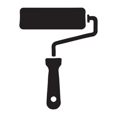 Paint Roller Icon Simple Black Shape for Home Repair Designs