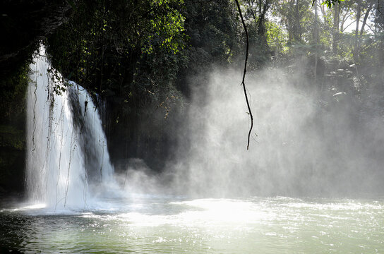 Tad Champee Waterfall cave,Tad champee (champi) the beautiful waterfall in the Pakse, Southern Laos.