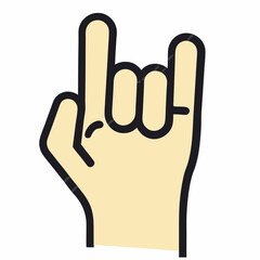 Obraz premium Hand gestures rock u icon Outline Hand gestures rock vector illustration (1)