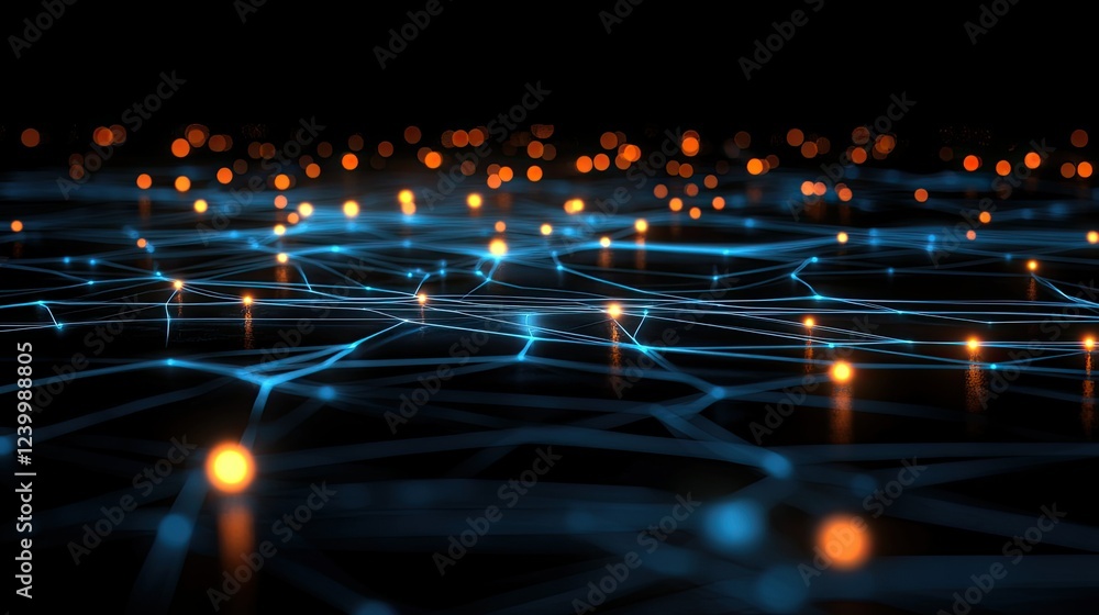 Poster a glowing ai brain network with neural connections and futuristic digital graphics.