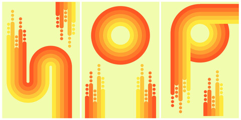 Bright Retro Style Design Featuring Gradient Colors and Abstract Letter Forms