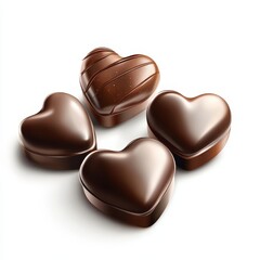 Fototapeta premium Four delicious heart-shaped chocolate candies.