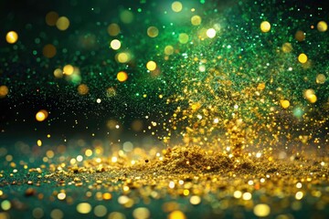 Fototapeta premium Sparkling portraits celebrate birthdays and anniversaries, adorned with gold confetti and glitter.