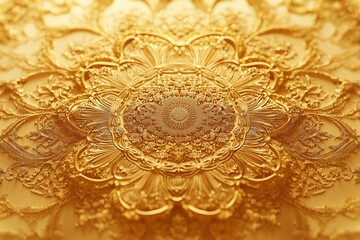 Golden lace details arranged in a radial mandala-like formation on a soft matte background.