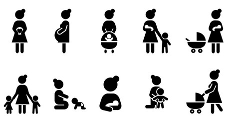 Mother tongue day icons set. editable