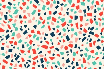Obraz premium playful confetti burst pattern with geometric shapes in coral and mint
